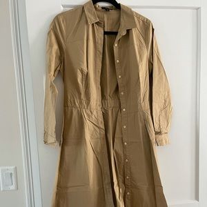 J CREW MIDI KHAKI SHIRT DRESS WITH BELT SIZE 6